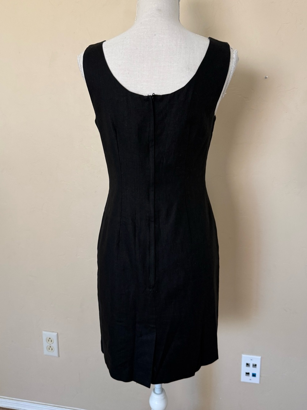 Black Linen Blend Sheath Dress Style Works Petite 6P 90s Minimalist - Picture 8 of 8
